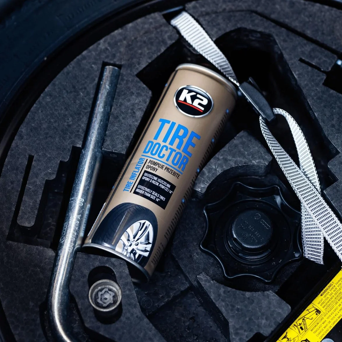 K2 Bombeo y Reparación de Ruedas Tire Doktor | 535 ml |Sellado Rápido | Eficiente | Ideal para Emergencias | No Daña los Neumáticos