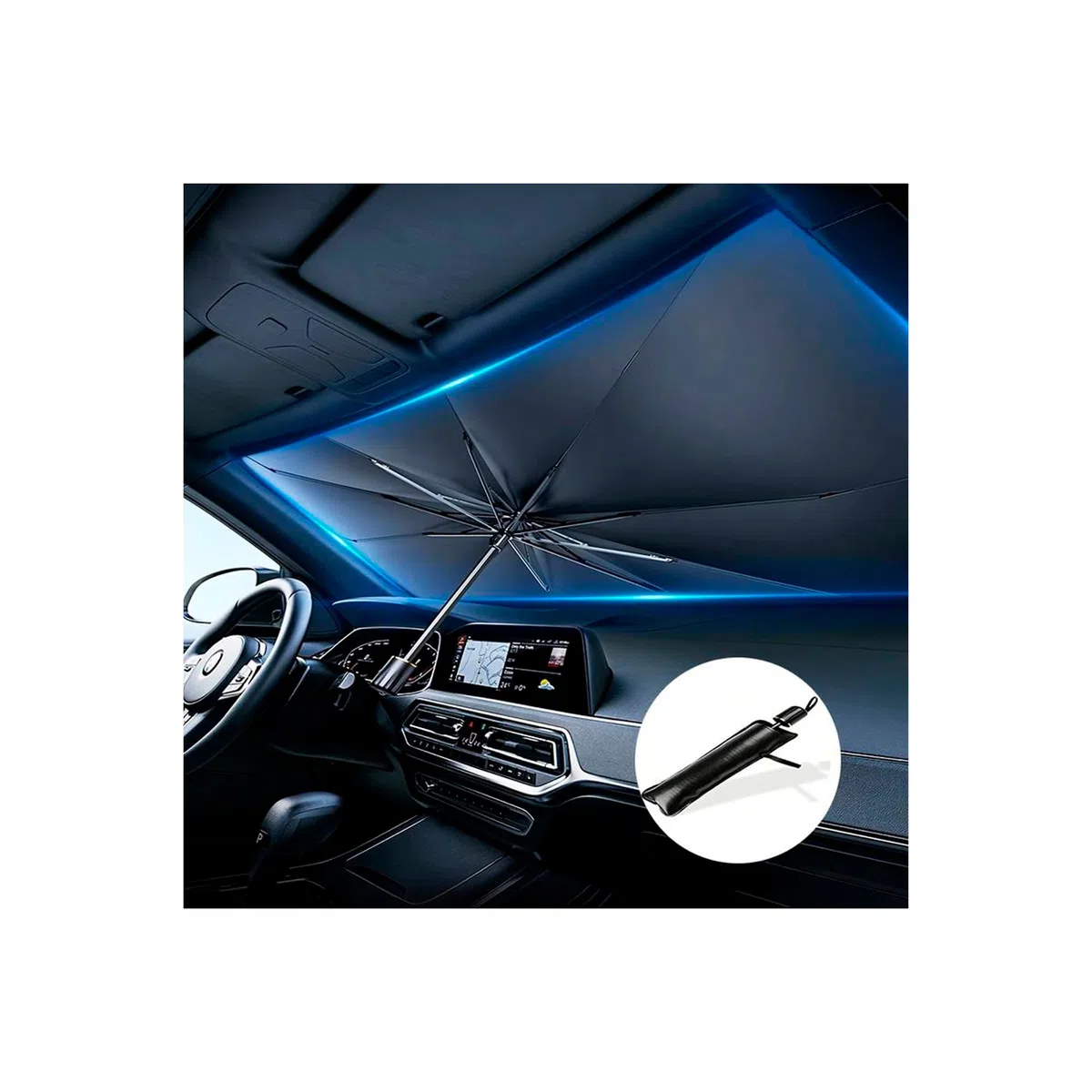 Parasol Coche Delantero, Paraguas Parasol, Tamaño 135x75-115x65, Parasol Coche Delantero Plegable, Sombrilla Interior, Protector Solar Auto.