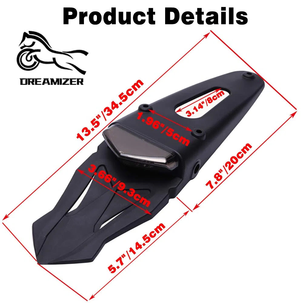 DREAMIZER Motocicleta LED Luz trasera Luz de freno Guardabarros trasero con soporte Luz para Todoterreno SMR 690 CR EXC WRF 250 450 125SX XR DRZ KLX KMX WR125