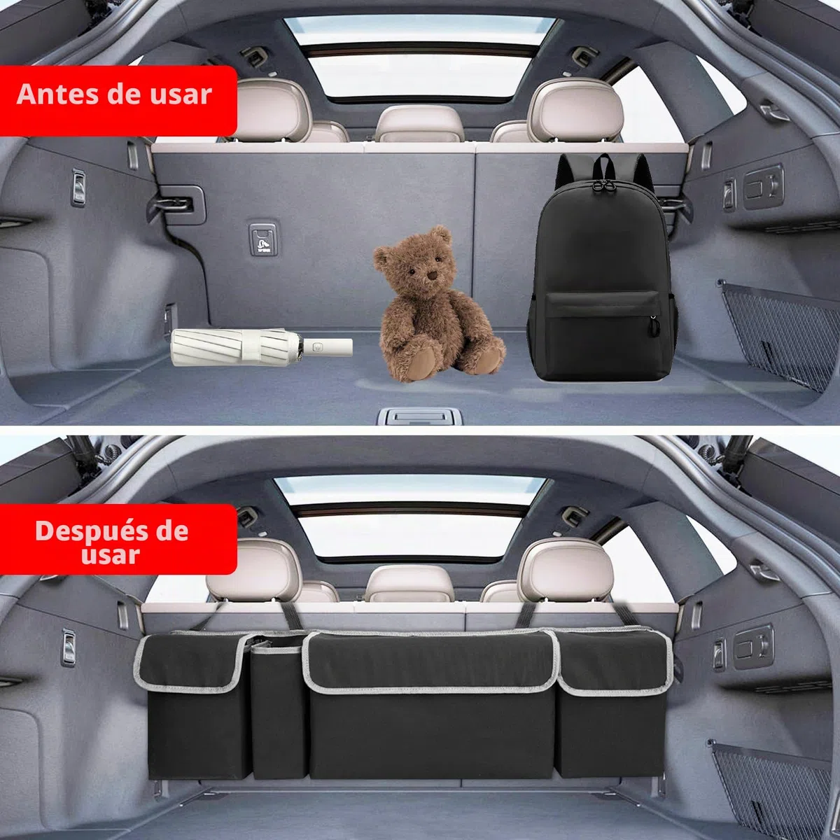 Organizador De Maletero De Coche Para El Asiento Trasero Del Coche Bolsa De Almacenamiento Para El Maletero Del Coche Bolsa De Almacenamiento Con Velcro Para Maletero, Plegable, Impermeable