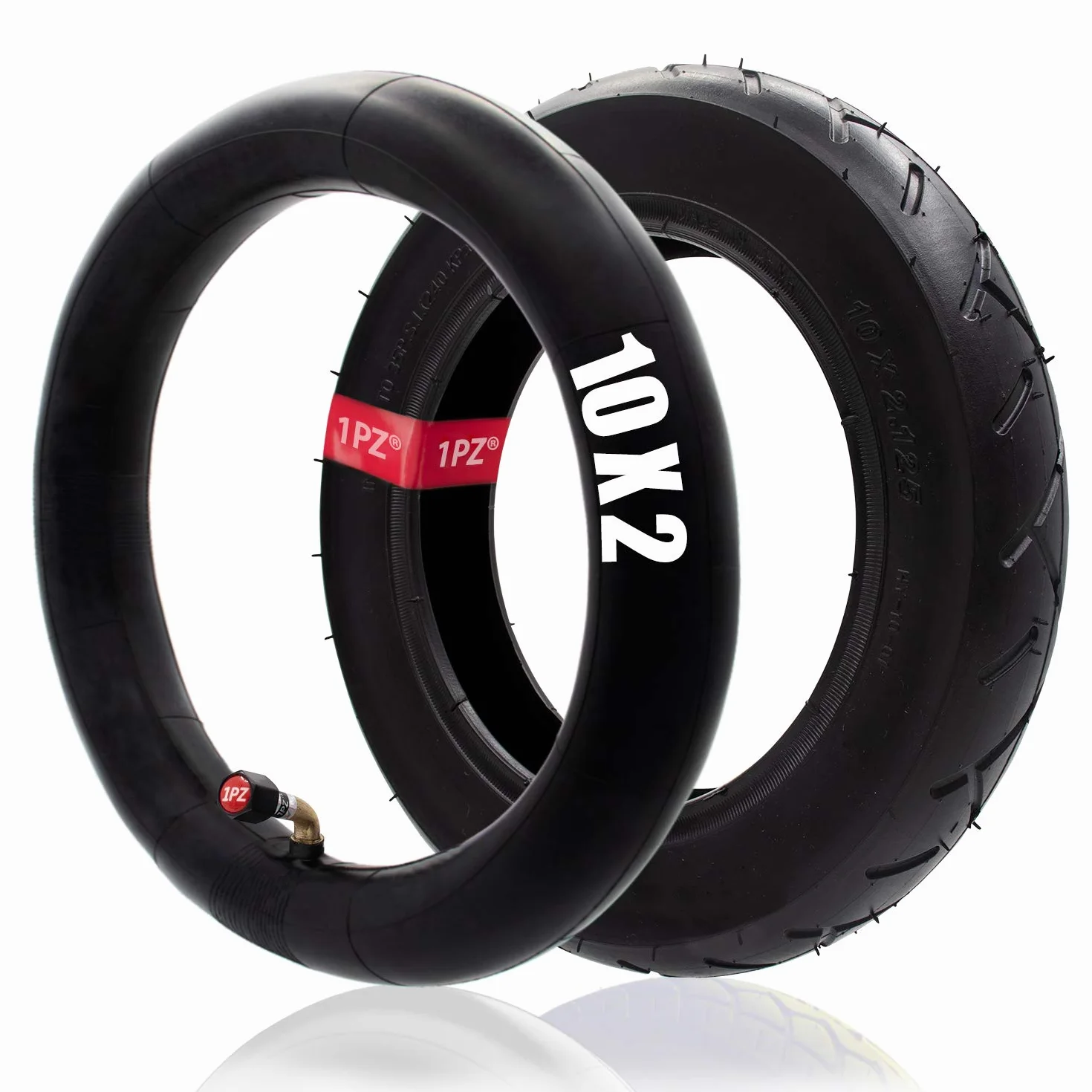 1PZ WMP-5RG Neumático y cámara de aire 10 pulgadas 10 x 2/2.125 para Patinete Eléctrico, silla da paseo, Cochecito Bebé - para Ruedas de 10 pulgadas