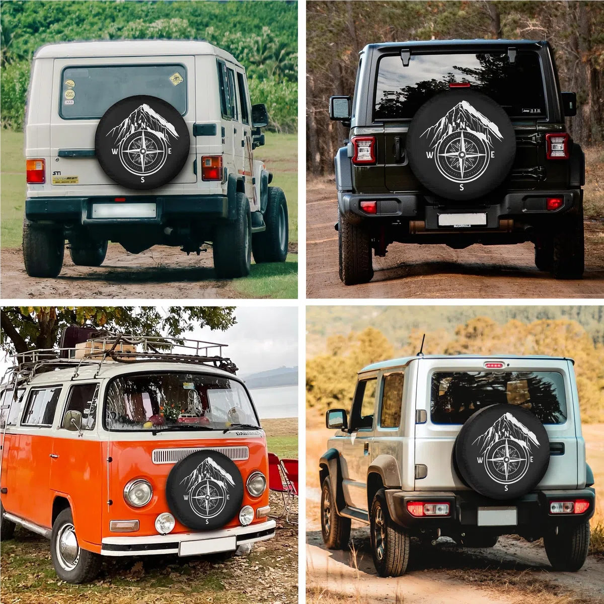 ‌ITINSPACE Brújula guía montaña Remolque para Coche y Furgoneta - Resistente a la Intemperie, Protección UV - Tapacubos 16 Pulgadas(75-79 cm)