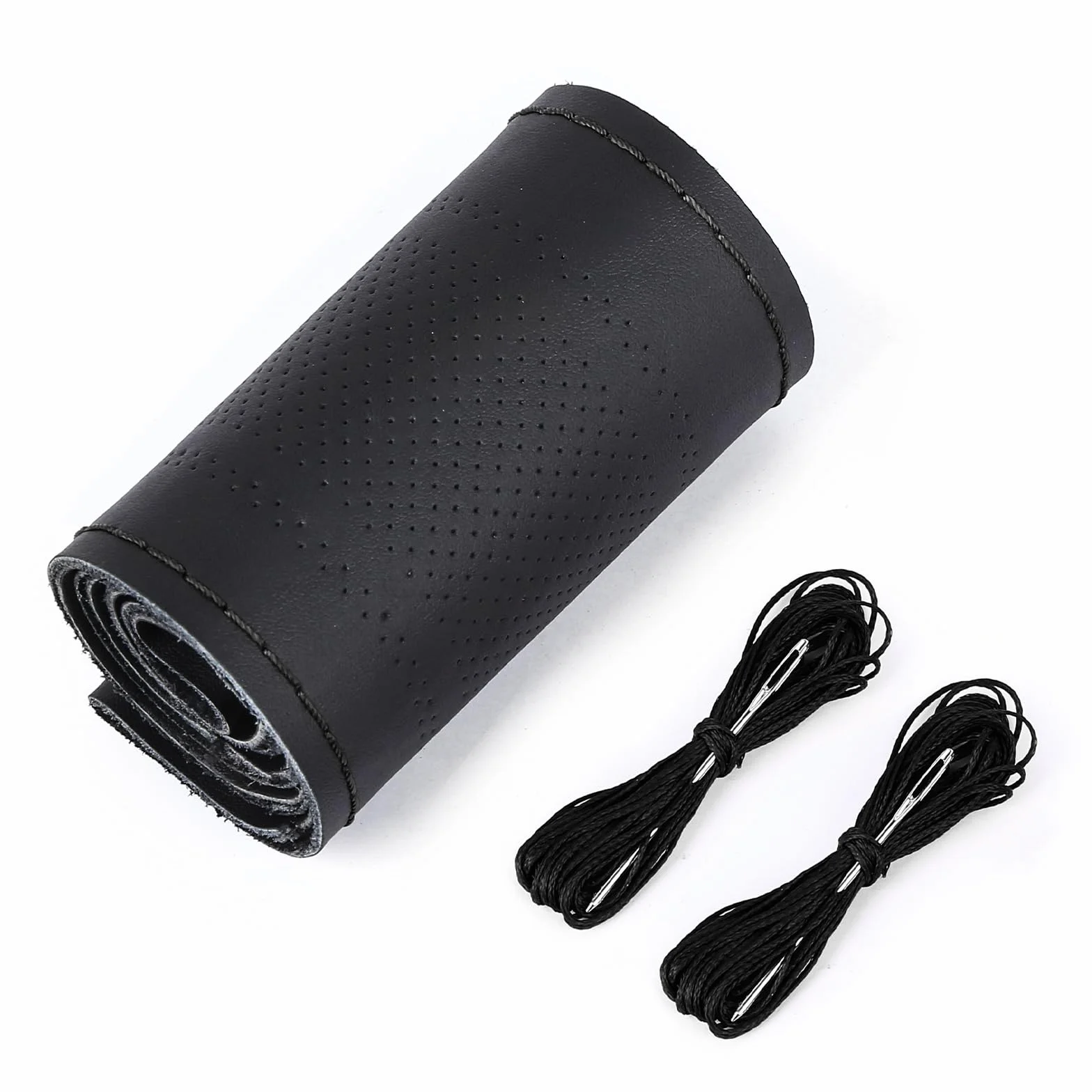ZATOOTO - Cubre Volante para Coser, Cubre Volante de Coche, Piel, Bricolaje, protección Universal, Antideslizante y Suave, 37-38 cm, Color Negro