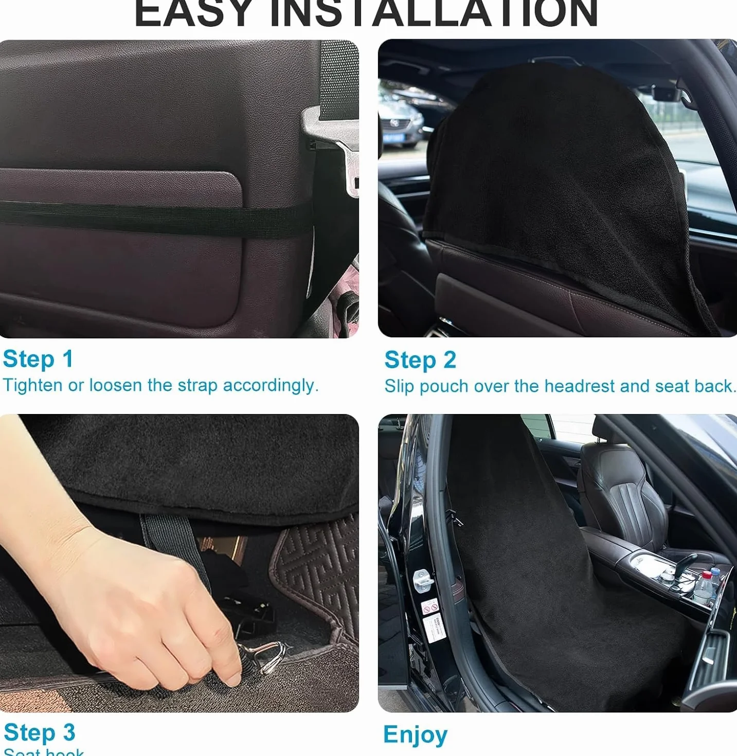 Einesin Funda Impermeable para Asiento de Coche, Toalla Antideslizante para Asientos Delanteros, Ajuste Universal para Gimnasio, Running, Mascotas, Lavable y Sin Olores