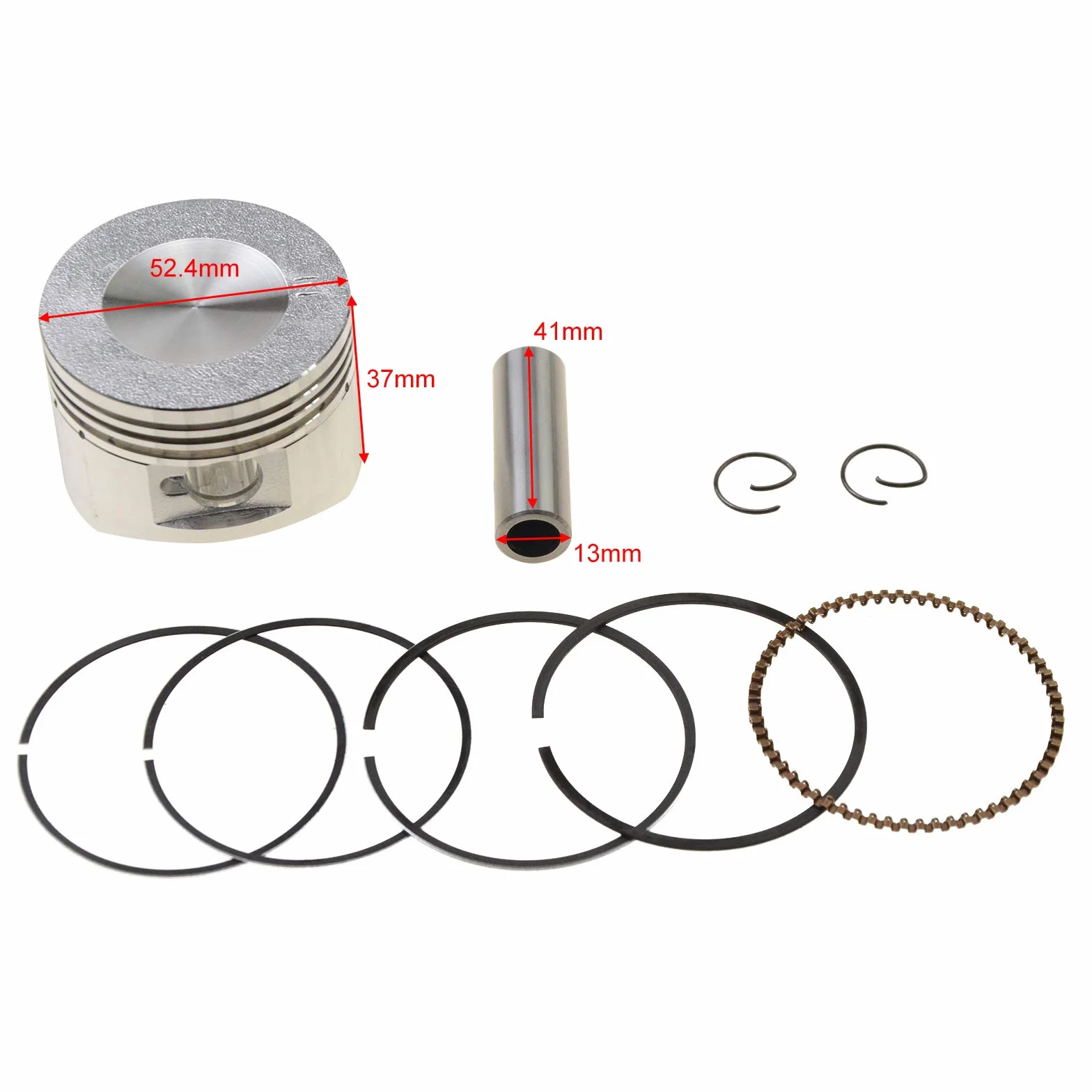 GOOFIT Kit De InstalacióN Completo De 52,4 Mm Para Revestimiento De Culata BujíA Con Sello De PistóN Reemplazo Para VehíCulo Todoterreno Atv 110cc De 4 Tiempos Kart