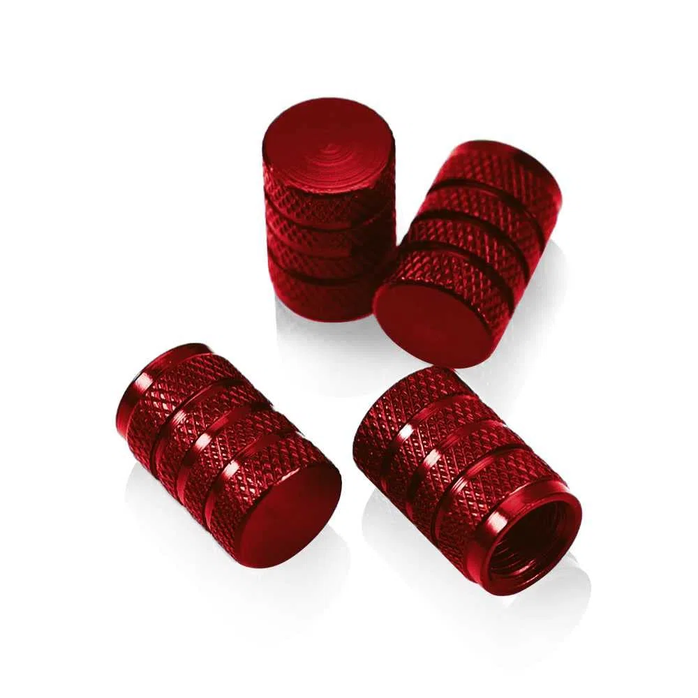 OcioDual 4 Tapones Metálicos Circular Color Rojo para Ruedas Válvulas Americana Coches Motos Motocicletas Tapón de Protección Neumaticos con Válvula Coche Moto Moticicleta