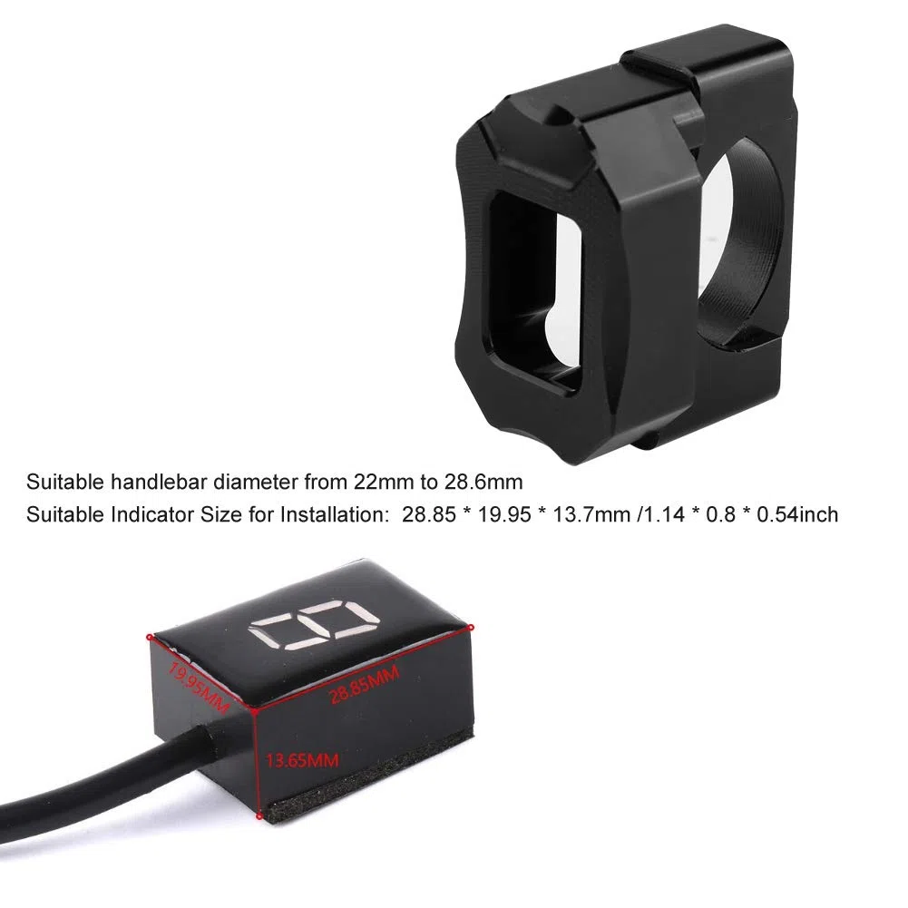 Akozon Speed ​​Gear Display Holder Motocicleta Universal CNC Aleación de aluminio Speed ​​Gear Display Indicator Holder Soporte 22mm a 28.6mm