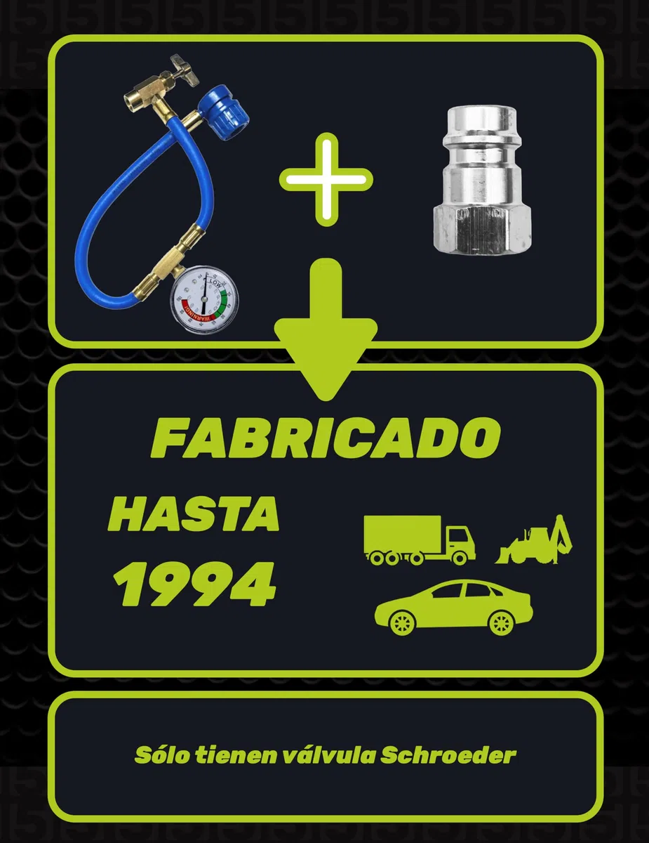 Manguera de presión con manómetro para autollenado del aire acondicionado del coche - Rosca tipo A 1/2-16