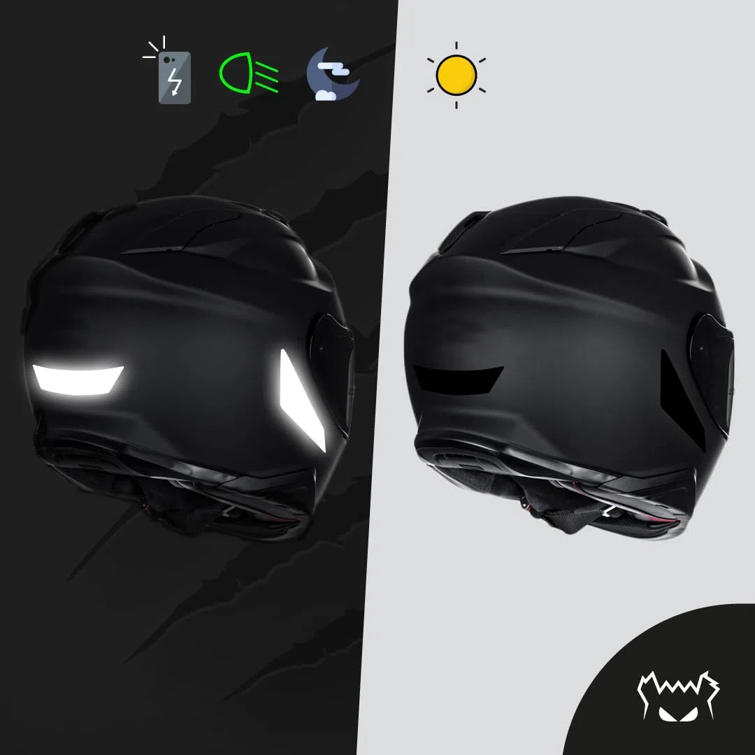 FEAR THE YELLOW BEAR YELLOW BEAR FYB© - Lote de 5 pegatinas reflectantes reutilizables compatibles con Shoei GT Air 2 y 3™, tecnología 3M™, color negro