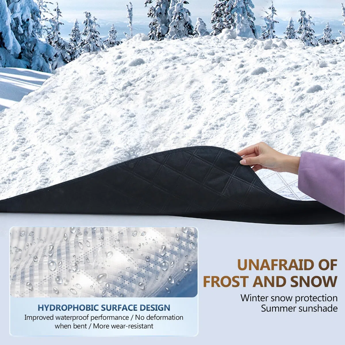 Protector de Parabrisas, Universal Cubierta Magnética de Parabrisas para Invierno con 5 Magnético, Funda Plegable Protector Luna Coche Hielo Protege de Hielo, Nieve Viento, Lluvia, 147x108cm