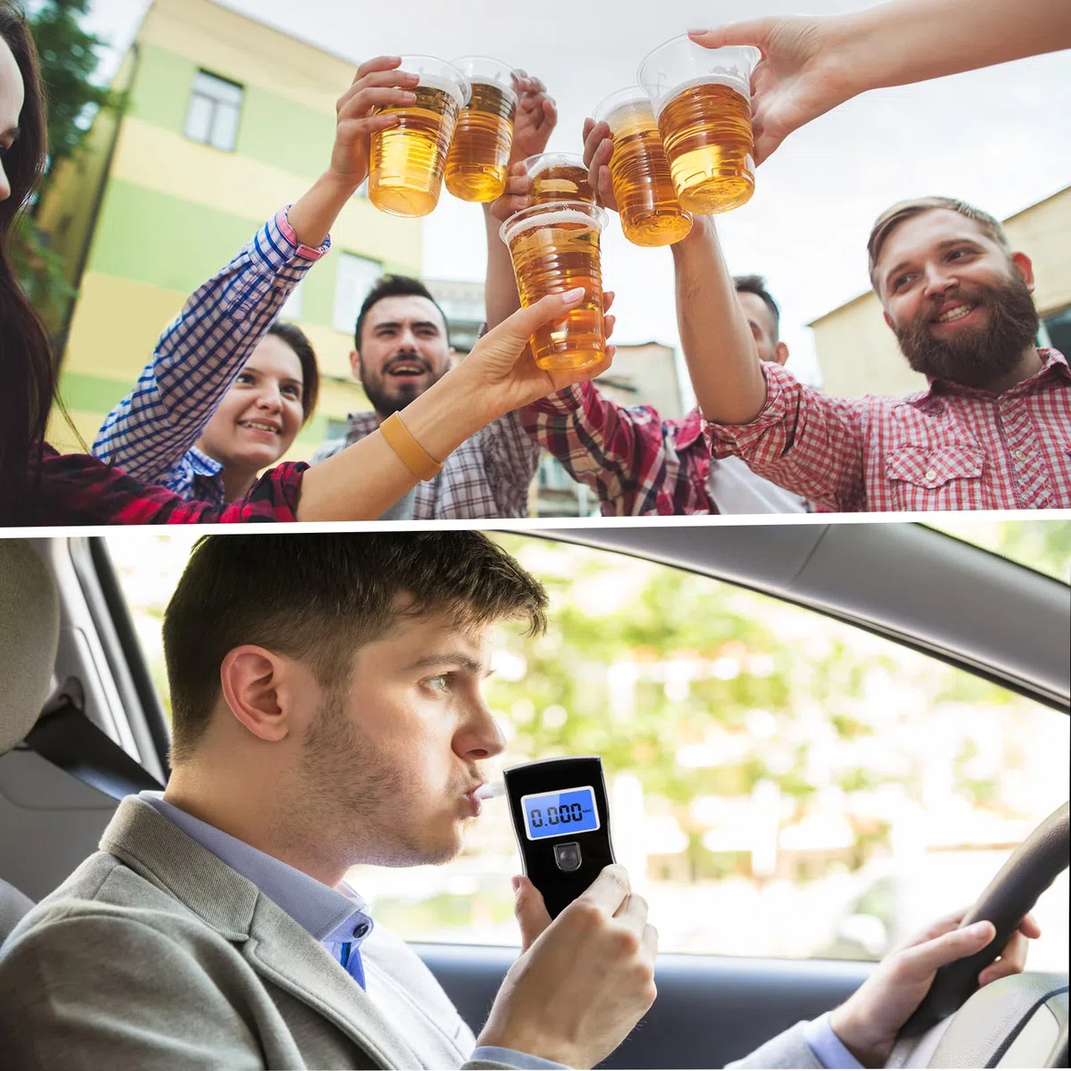 Alcoholimetro Digital Homologado, Profesional Portátil de Alcohol con Pantalla LCD, Semi-Conductor de la Tecnología de Sensor, 20 Boquillas, 3 baterías AAA
