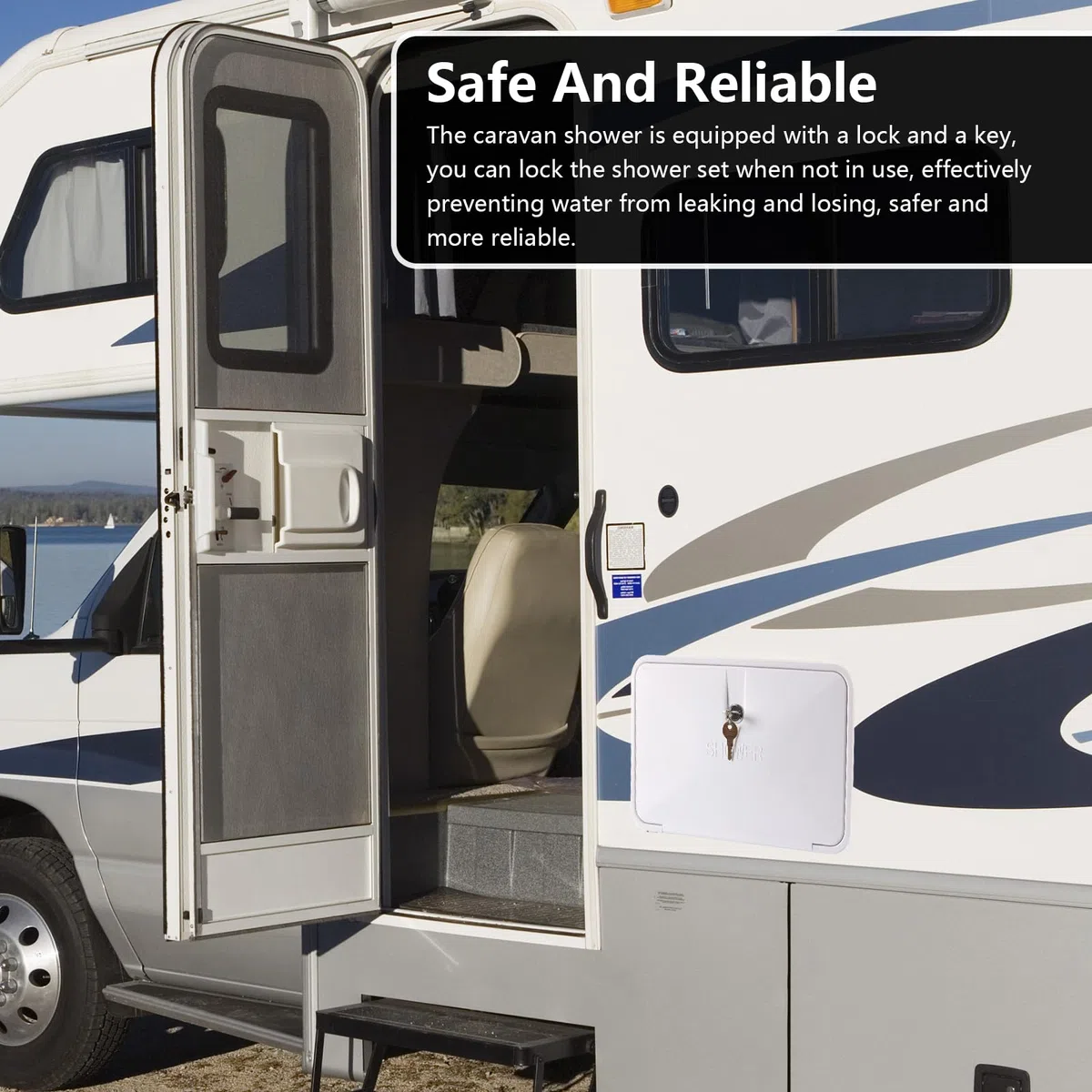 Ducha Para Autocaravana, Ducha Para Acampar Kit De Duchas Al Aire Libre Caja De Duchas Para Autocaravana Con Interruptor De Agua FríA Y Caliente Y Cabezal Para Caravana Marina Blanco