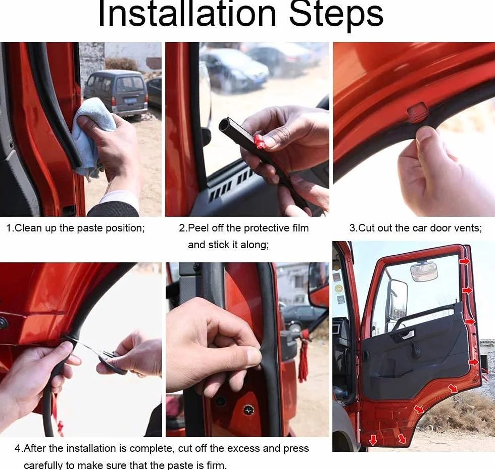 Storystore Tira de Sellado de Puerta de Coche 6M, 14mm X 14mm Universal Junta Goma Puerta Coche Autoadhesiva Protector Forma de D Impermeable, Apta para Furgonetas, Coches, Caravanas y Todoterrenos