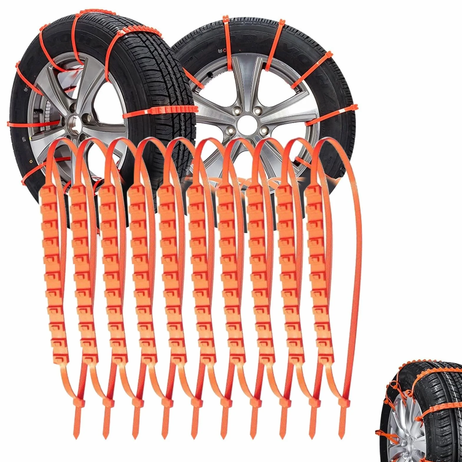 Cadena de Nieve para Coche,Cadenas Antideslizantes para Neumáticos de Nieve,Cadenas de Emergencia para Coche,Cadenas de Seguridad Ajustables,Antideslizantes,Cadenas de Seguridad,10pcs