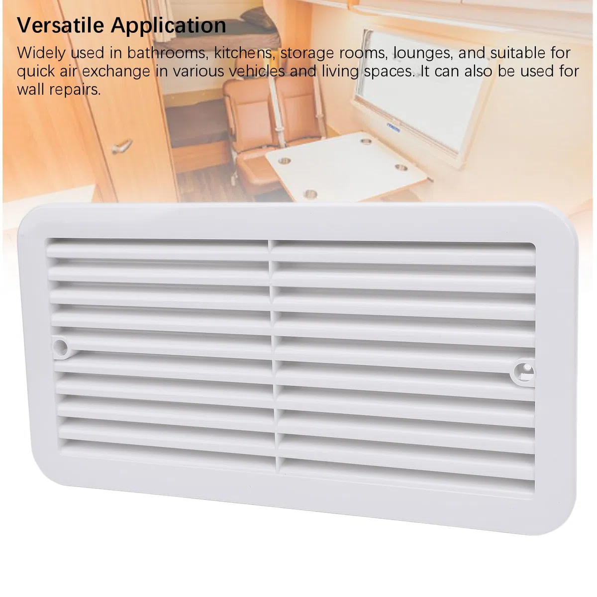 Rejilla de ventilación lateral para caravana de 13.7 x 7.3 pulgadas, resistente a los rayos UV, cubierta de rejilla de ventilación rectangular para camping, vehículo, autocaravana, remolque, por