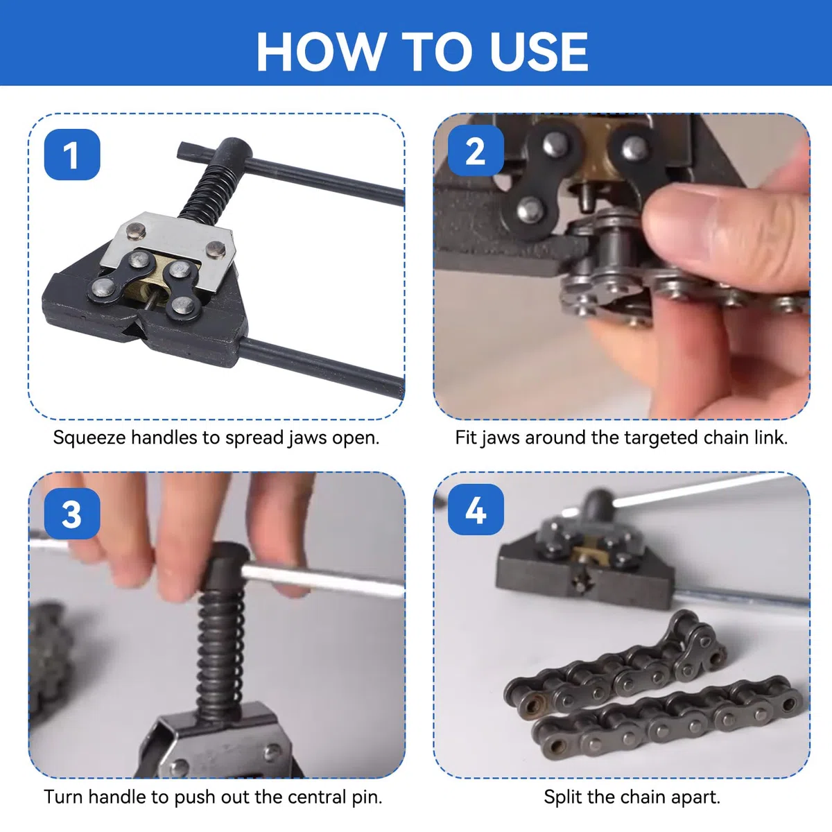 Herramienta para Romper Cadena, Herramientas De Remachado De Paso 420-530, Divisor De Cadena De Metal, Herramienta Cortadora De Extracción De Eslabones Negros para Motocicleta ATV