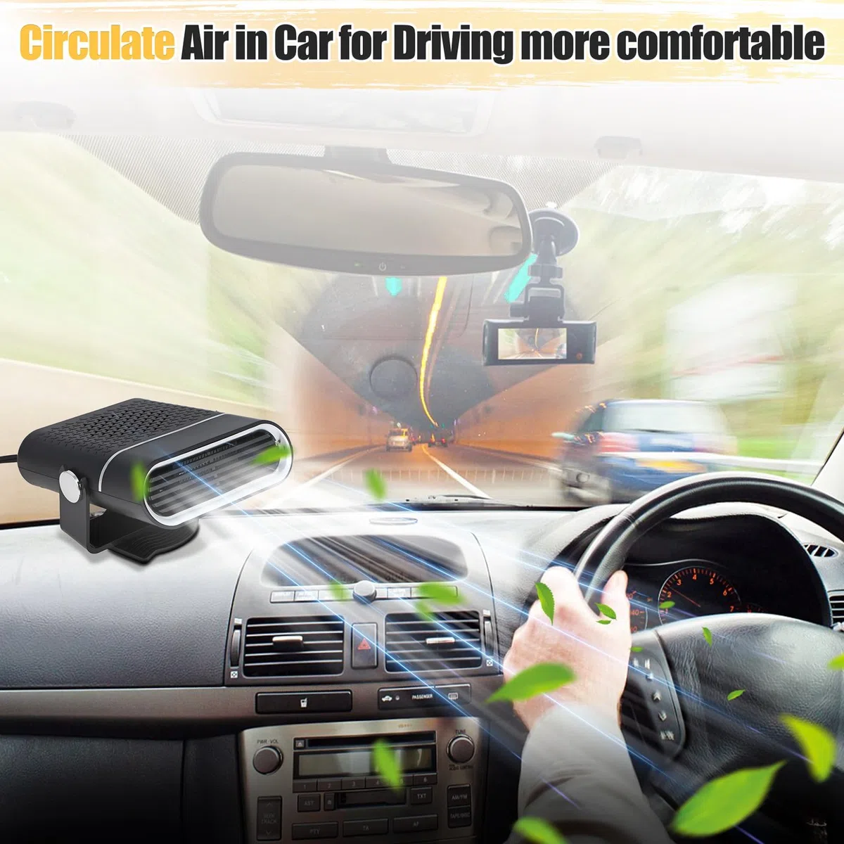 Calentador de coche, kit de desempañador portátil de invierno de 12 V para parabrisas de coche que se conecta al encendedor de cigarrillos