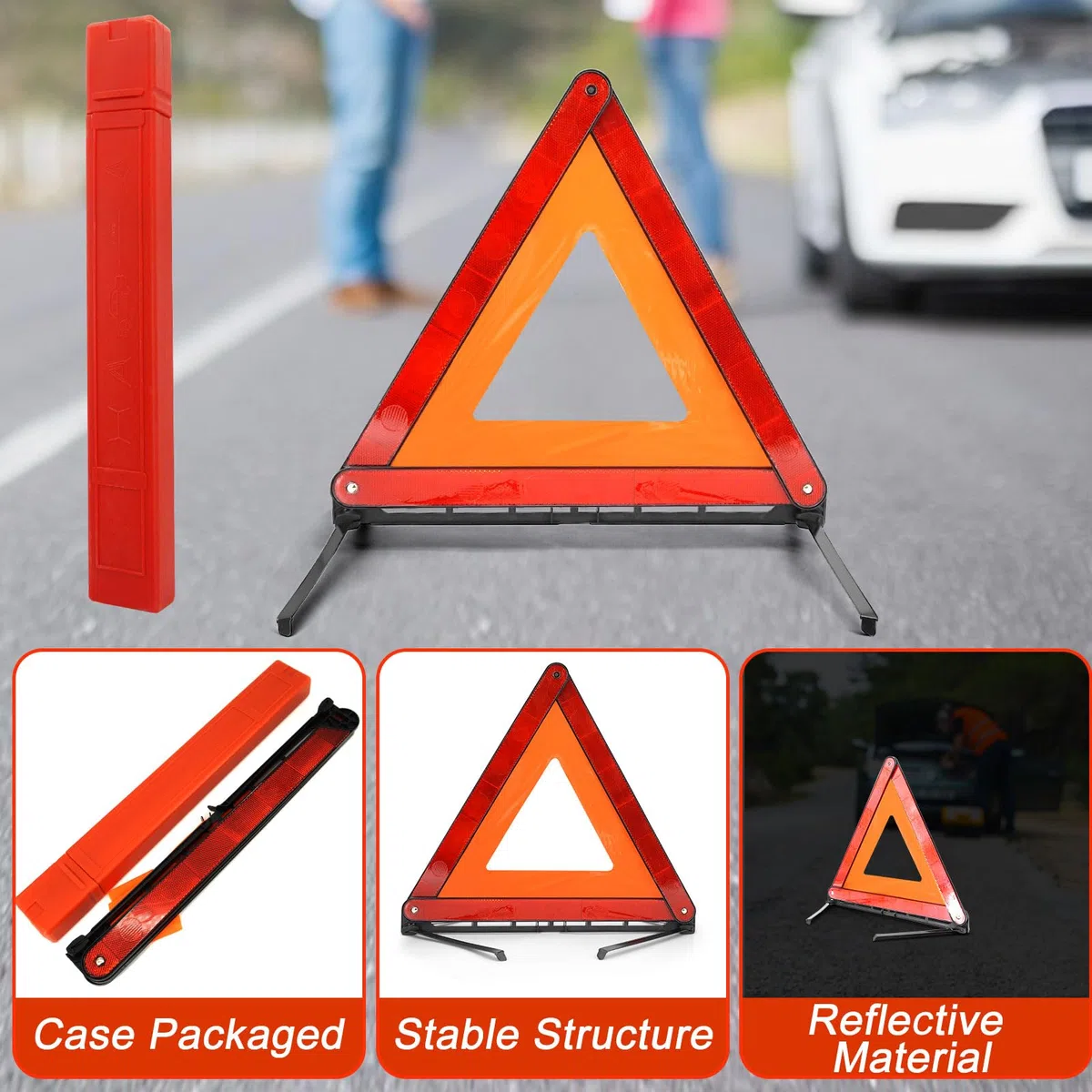 Triangulos Coche Homologados, riángulo de Advertencia Plegable, para Automóvil Emergencias y Averías