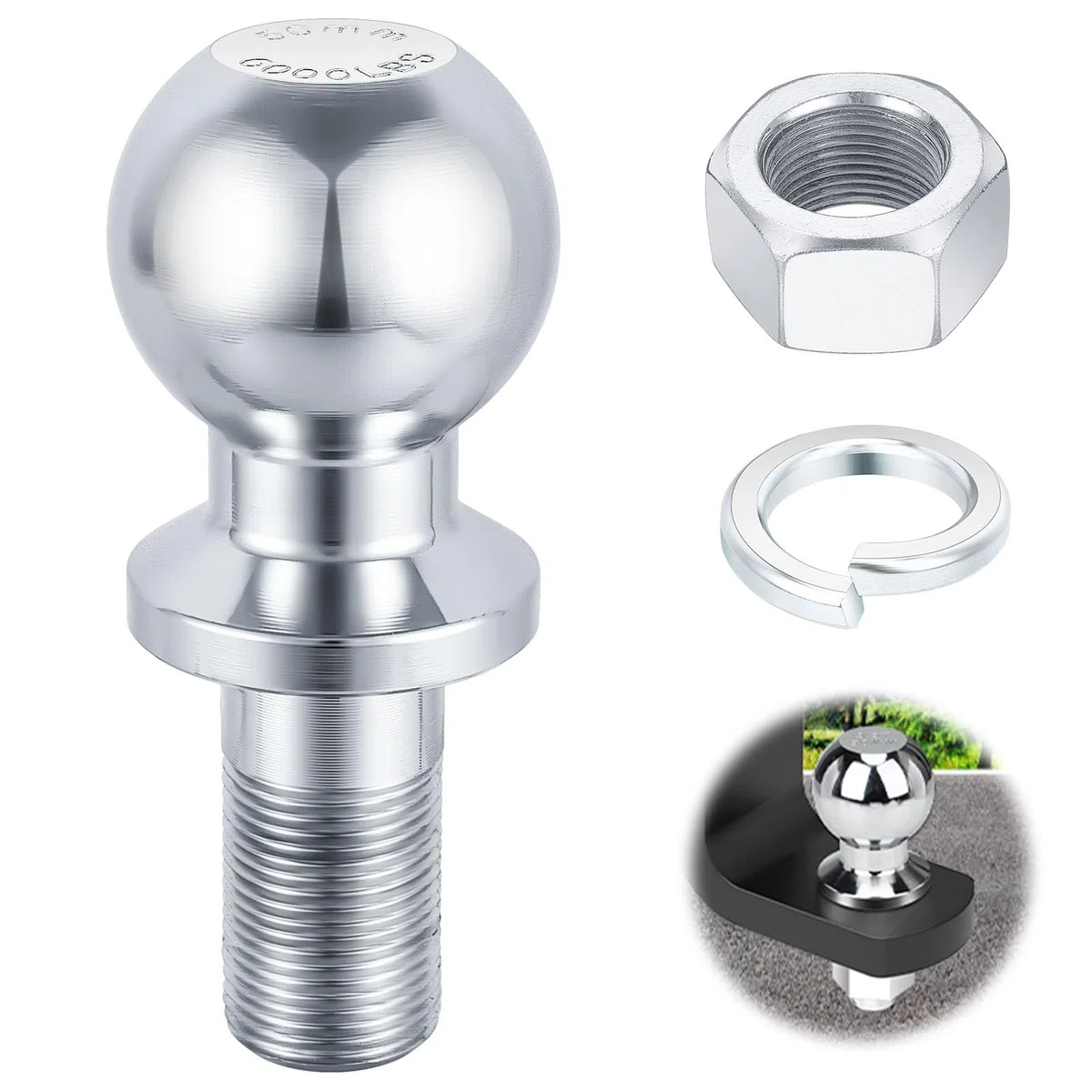 Bola Remolque, 50 mm 3.5T Bola de Enganche de Remolque, Ø25mm Bola Enganche para Tractor, Cabeza de Bola Remolque para Carril de hasta 3,5 T