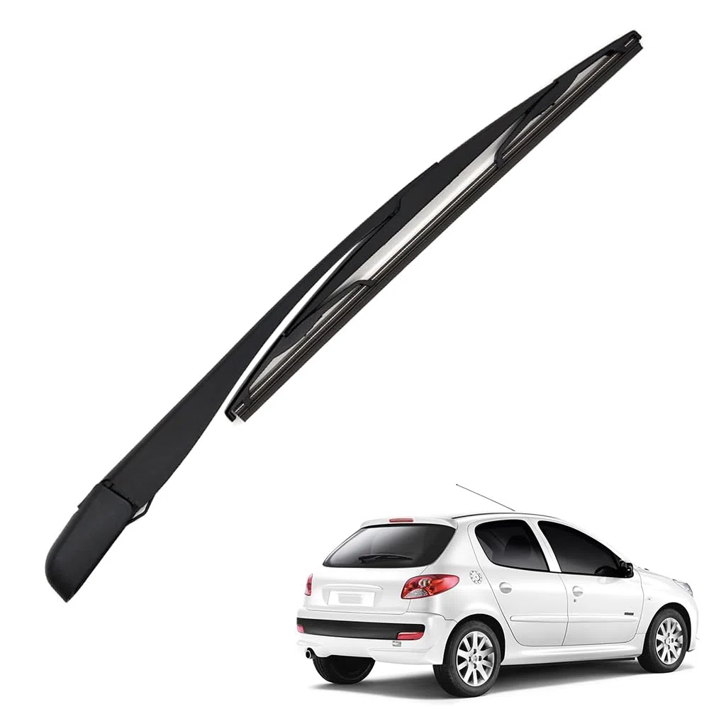 Brazo Limpiaparabrisas Trasero y Escobillas Limpiaparabrisas, Juego de Cuchillas del Brazo del Limpiaparabrisas Trasero Compatible con Peugeot 206 1998-2009