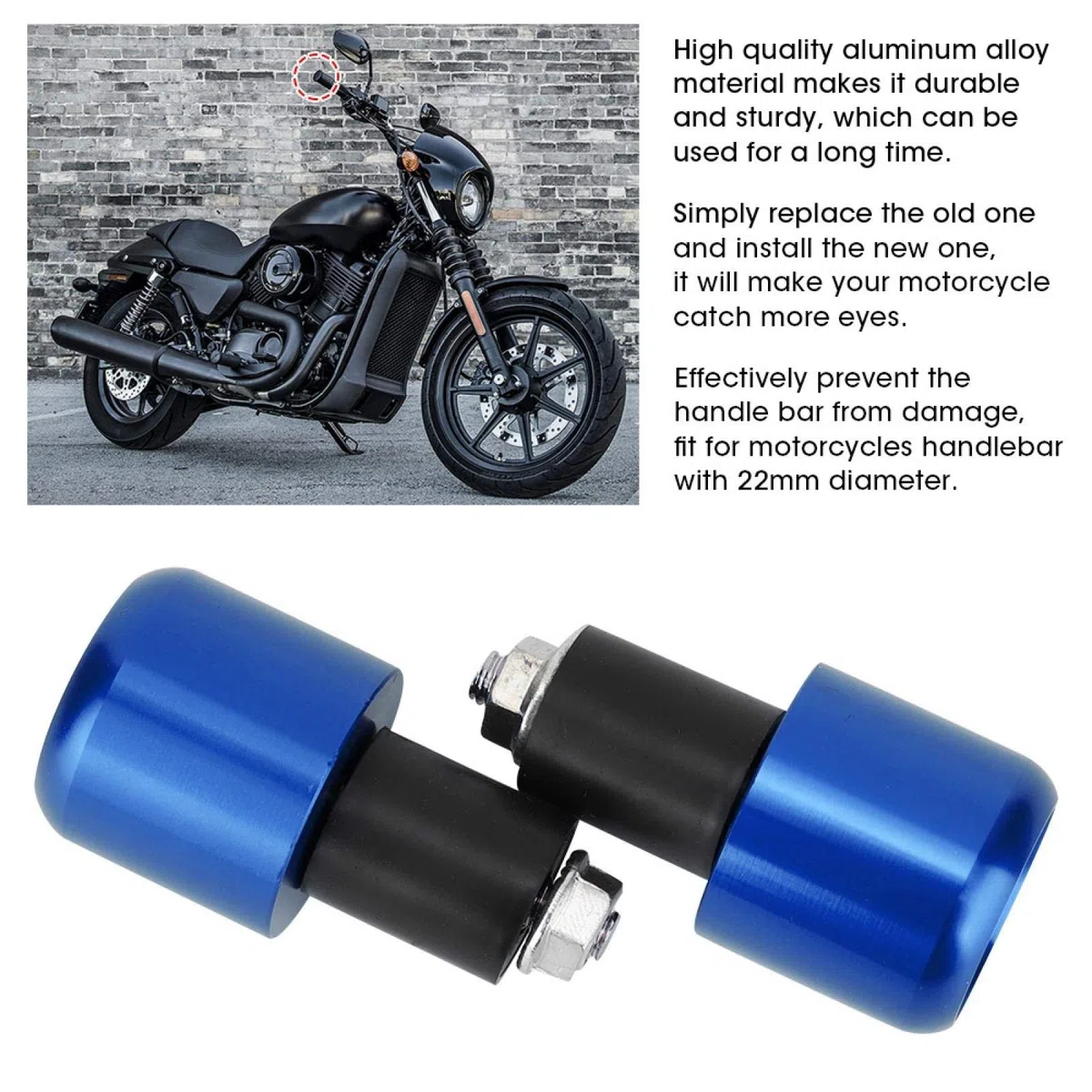 aqxreight Extremo de la barra de la manija, 2 uds., Accesorio de modificación de la motocicleta, tapón del extremo de la barra de la manija para manillar de 22 mm de diámetro(azul)
