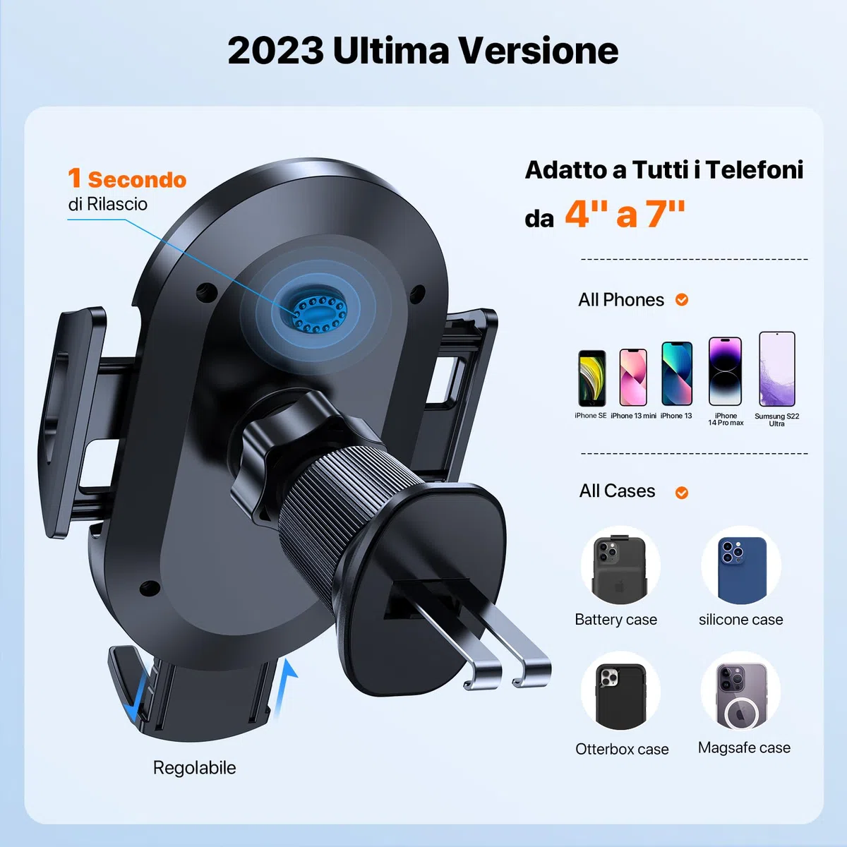 Miracase Soporte Movil Coche [Ultra Estable y Potente Ventosa] Suporte Telemovel Carro para salpicadero y Parabrisas y Aire Ventilación [3 en 1] Porta Movil Coche para Teléfonos de 4-7''