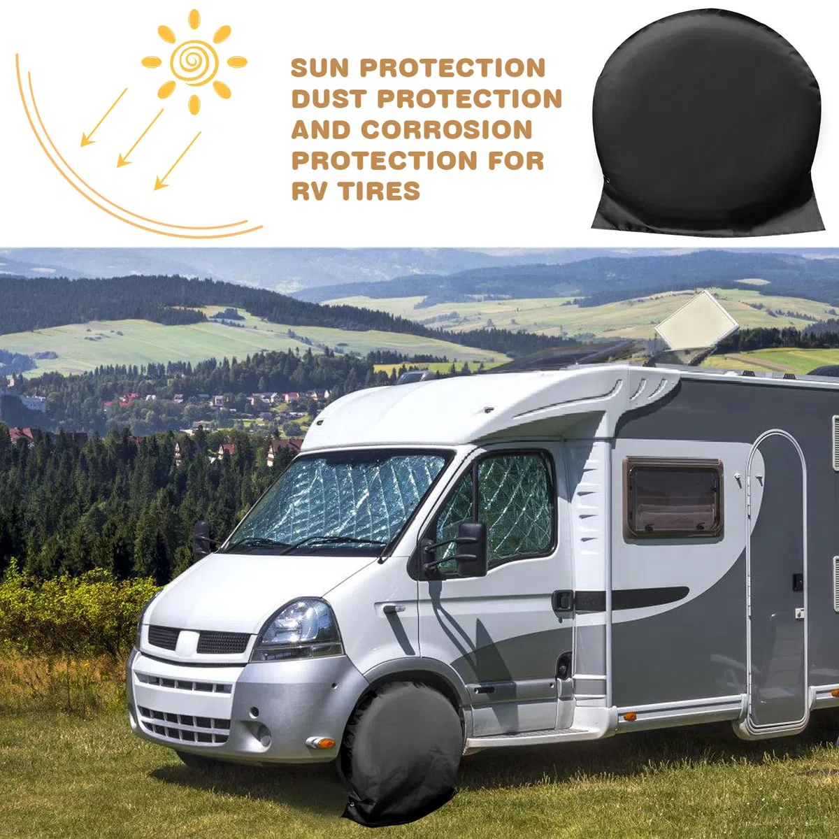 Fundas Protectoras para Ruedas de Caravana: WIYETY 2 Piezas Funda de Rueda 27"-29", Cubiertas de Rueda para Remolque for Caravan, Motorhome, Caravan, Black