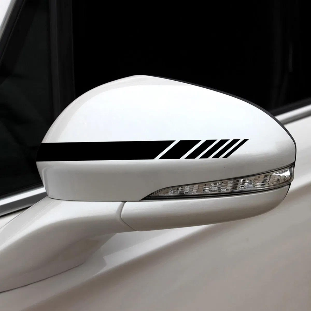 Juego de 5 pegatinas de vinilo para coche, diseño de rayas de carreras, decoración para espejo retrovisor, capó, puerta, universal, para coche, SUV, camión (negro)