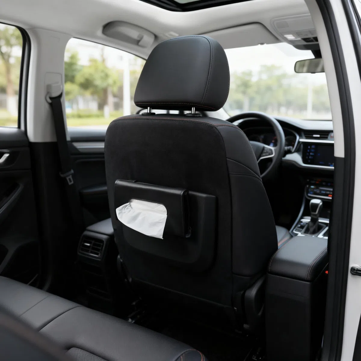 Caja De Pañuelos para Parasol De Coche, Automóvil Visera Máscara Caja Porta Pañuelos, Estuche para Máscara De Pañuelos Caja De Pañuelos De Cuero De PU, Soporte para Pañuelos De Coche (negro)