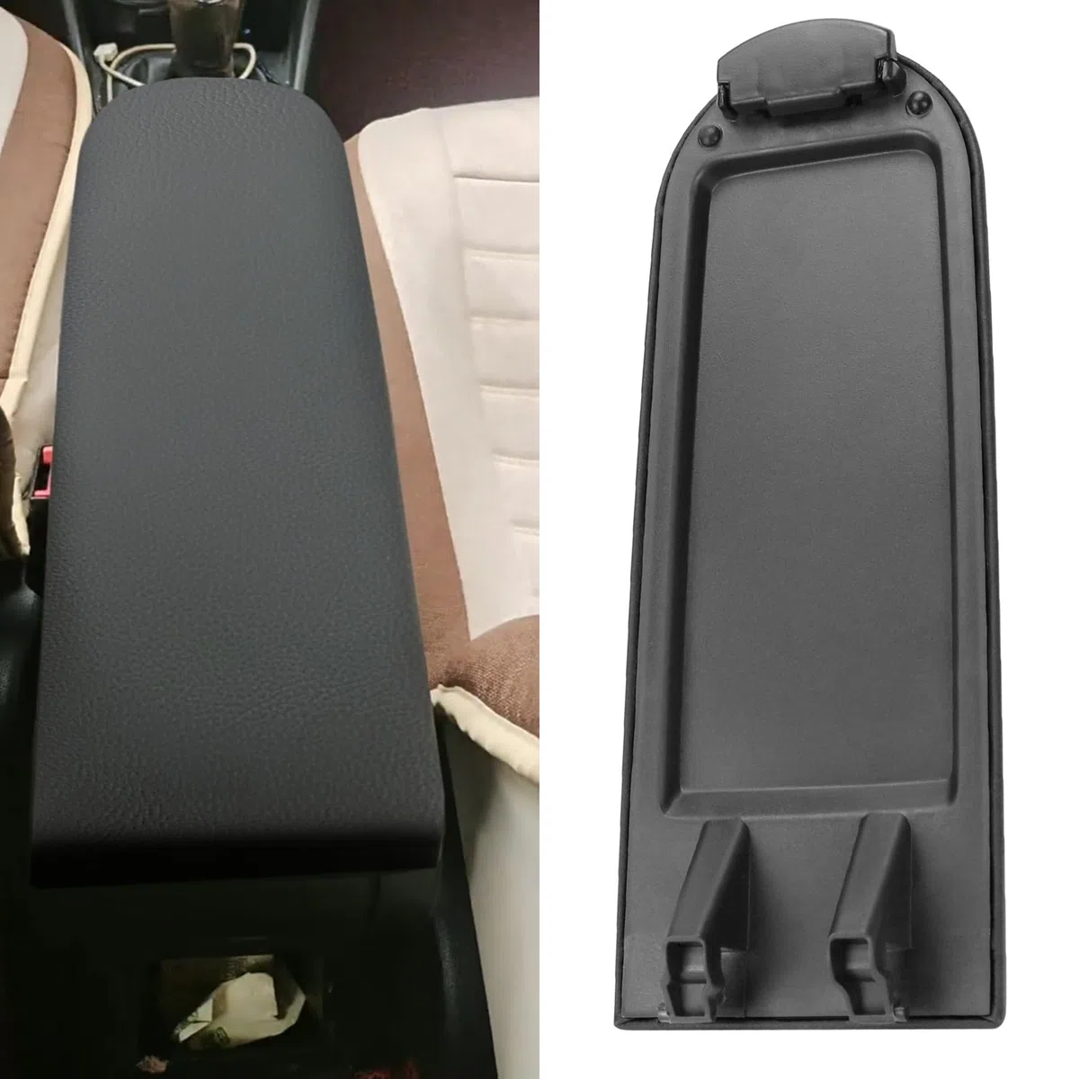 Tapa para reposabrazos compatible con VW Jetta Golf 4 MK4 Polo Bora Passat Lavida, piel sintética (negro)
