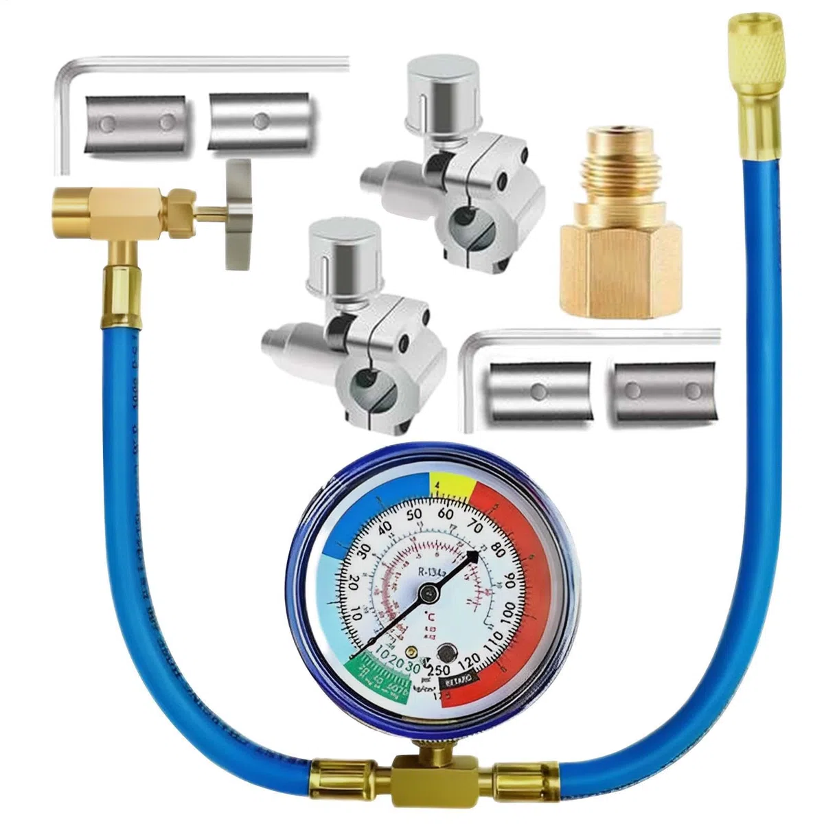Kit De Recarga De CA Para Automóvil: Adaptador De Perforación De Válvula De Manguera Para Grifo De Lata De Refrigerante, Herramienta De Servicio De Aire Acondicionado Para Automóvil, Reparación De Fug
