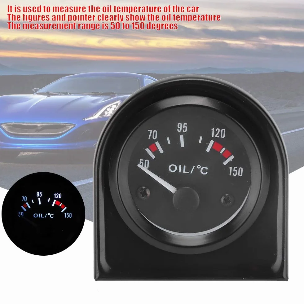 12V Indicador de Aceite del Coche de luz LED, 2'' 52mm Auto Aceite Presión Puntero Medidor de Calibre, Aceite Presión Indicador