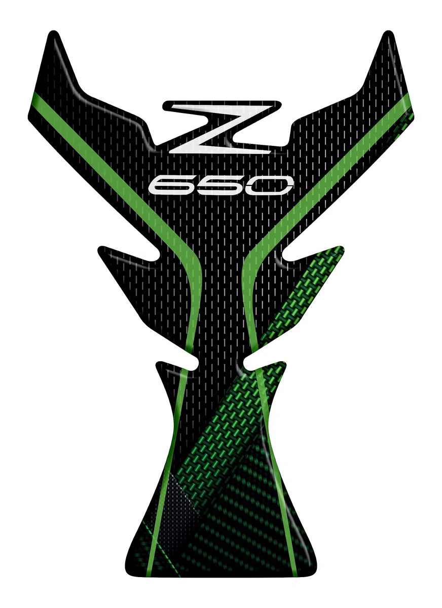 Adhesivo resinado efecto 3D para moto compatible con Kawasaki Z650 (Metallic Matte Graphenesteel Gray - Ebony, protector de depósito)