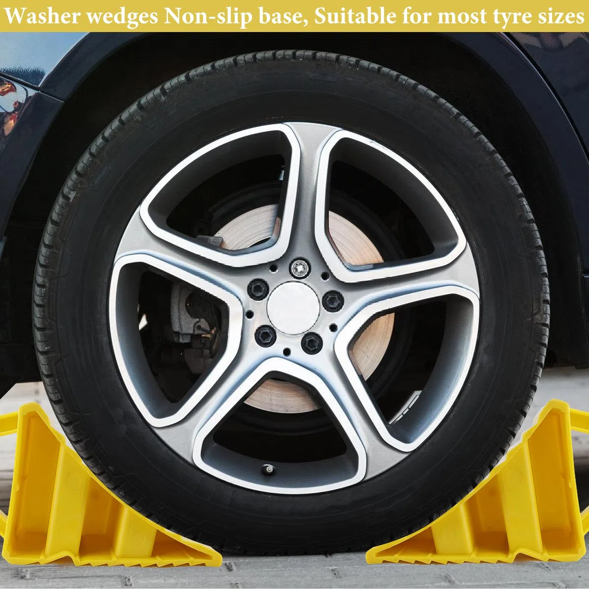 2 Piezas Calzos Coche, Cuña para Ruedas de Coches, Cuña Rueda Coche, Calzo de Goma para Ruedas, Cuñas de Goma para Coche, Calzas de Goma Coche, Cuñas Antideslizantes para Caravana, Autocaravana,Coche