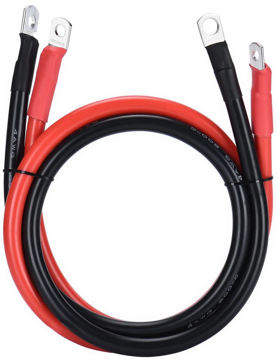 DIHOOL Cable de batería 25mm2 M8 50cm 4awg Cable de Silicona Flexible Resistente al Calor