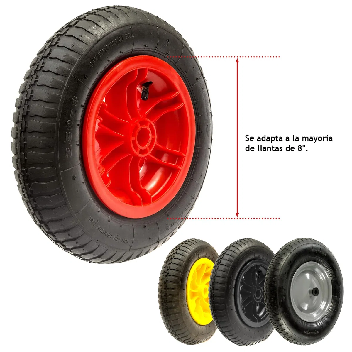 Spares2go Neumático de rueda de remolque y tubo interior (3.50-8, 35PSi)