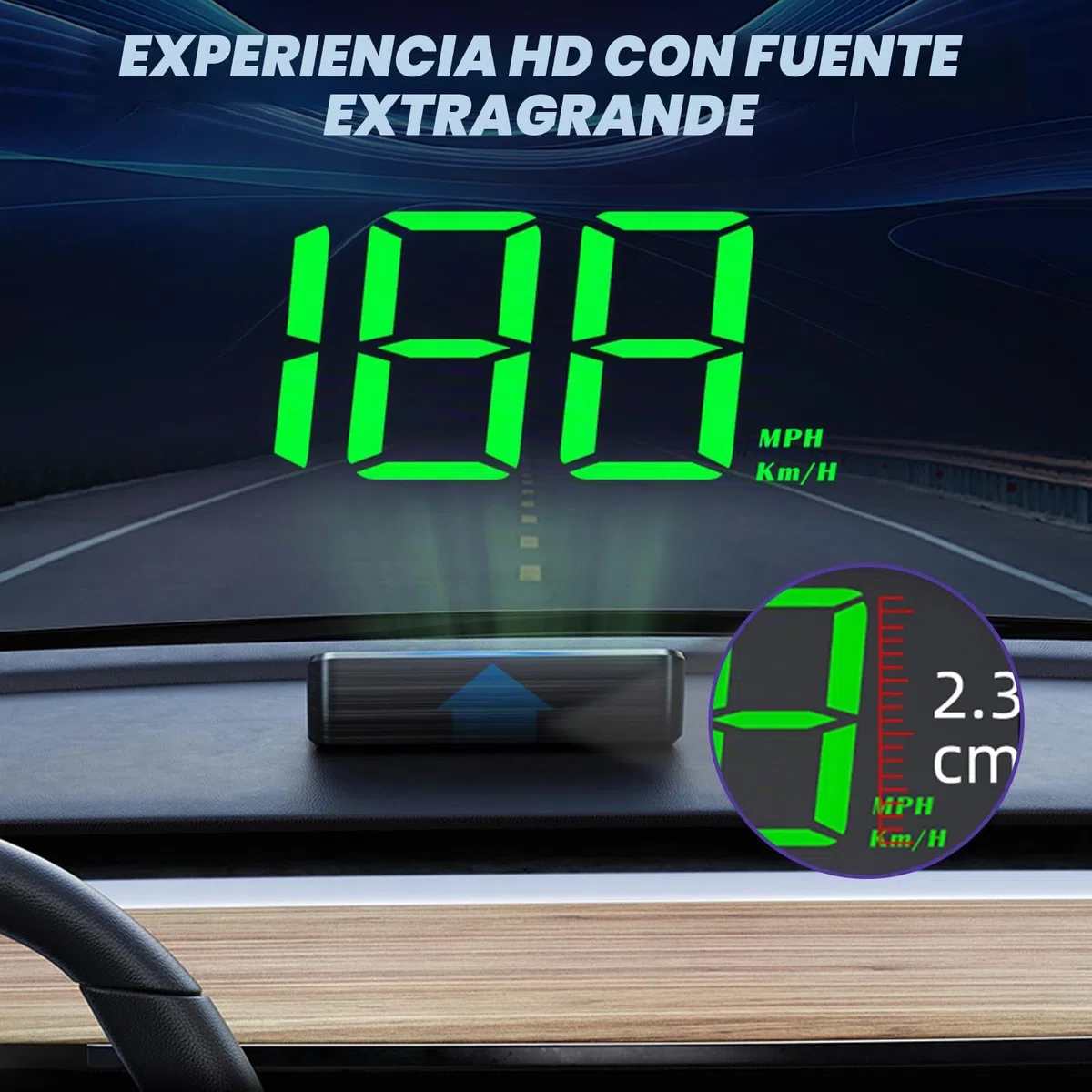 Tacómetro digital HUD Velocímetro: GPS Beidou medidor de velocidad, interfaz USB Plug and Play, proyector de parabrisas, compatible con todos los vehículos