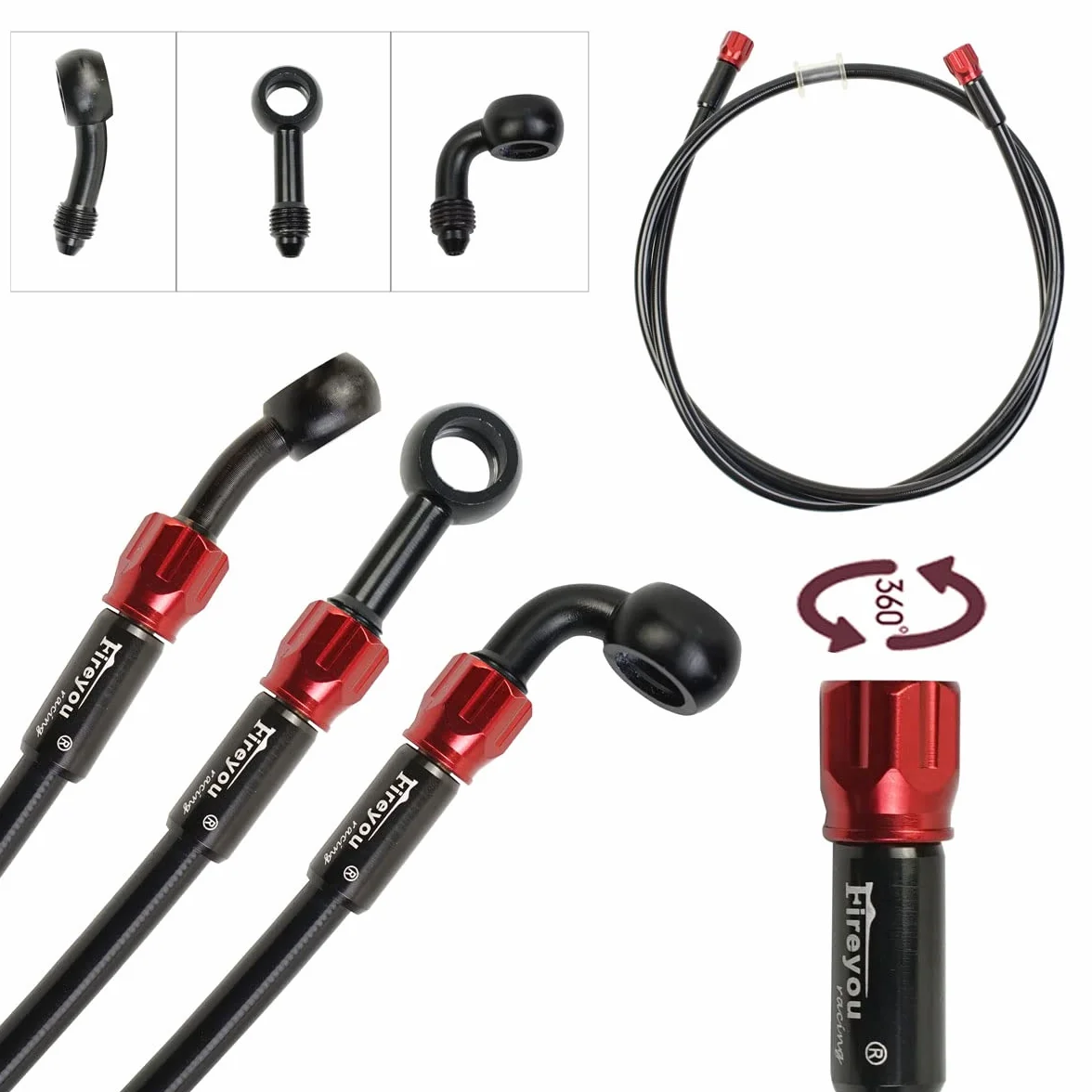 Línea freno hidráulico motocicleta Manguera aceite Tubo freno aceite Trenzado acero inoxidable 400-2400 mm para ATV Dirt Pit Street Racing Bike (700mm)