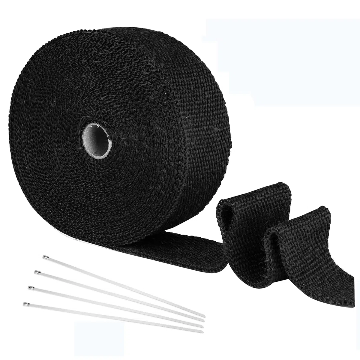 Yizhet Cinta de Escape, 15M x 5CM Cinta Anticalorica para Tubos de Escape Motocicleta, Cinta Calorica Escape, Cinta Térmica Escape Protección para Tubo Escape Moto con 4 Bridas Metálicas(Negro) | Fibra di Vetro, Aislante Térmica Contra Calor para Motocicl