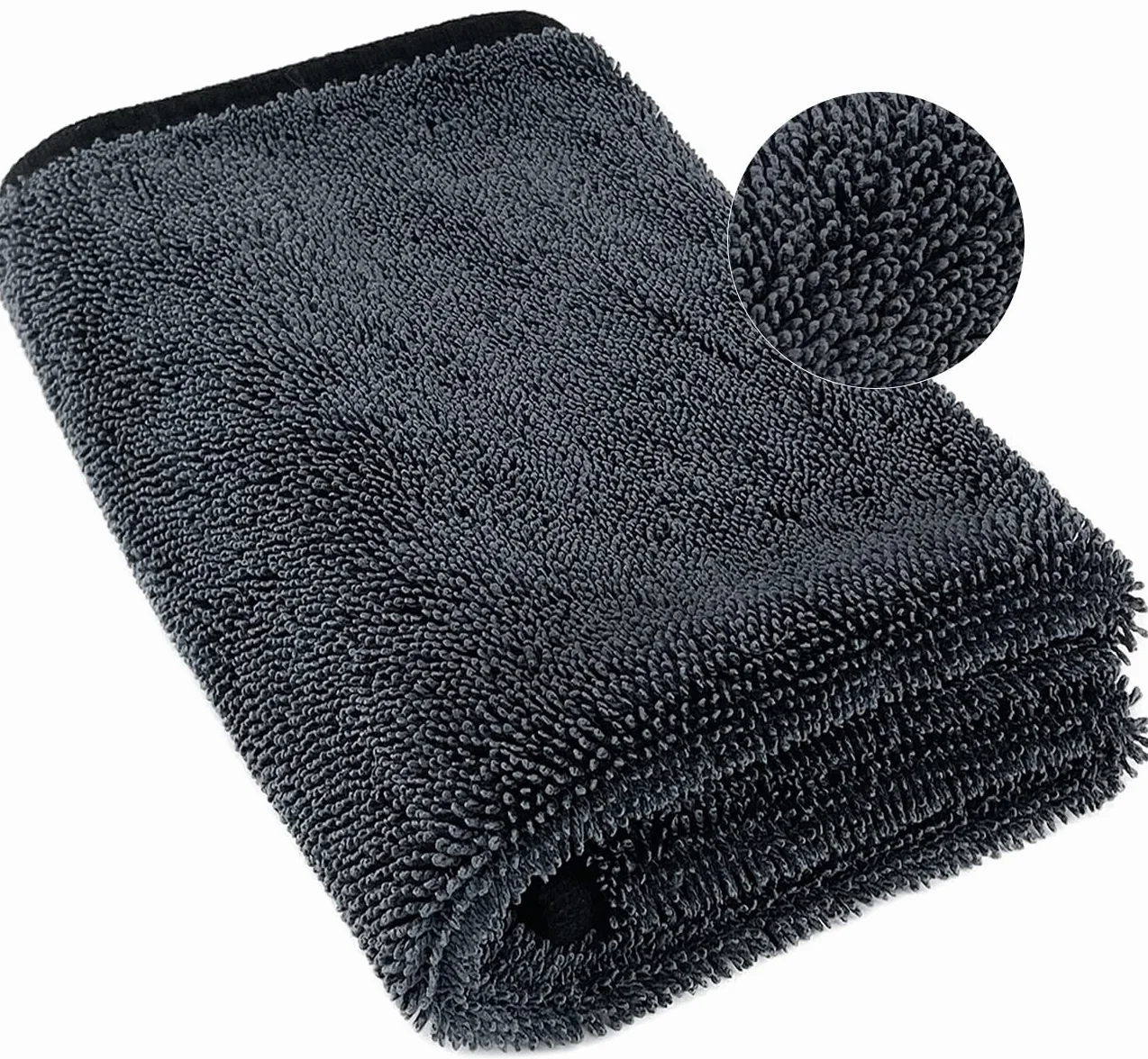 Airlab 90x60cm Toalla Secado Coche Extra Grande y Grueso XXL, Bayeta Microfibra 650GSM, Trapo de Microfibra Coche para Detallar, Pulir, Limpiar y Lavar, Paños de Limpieza Super Absorbente, Negro