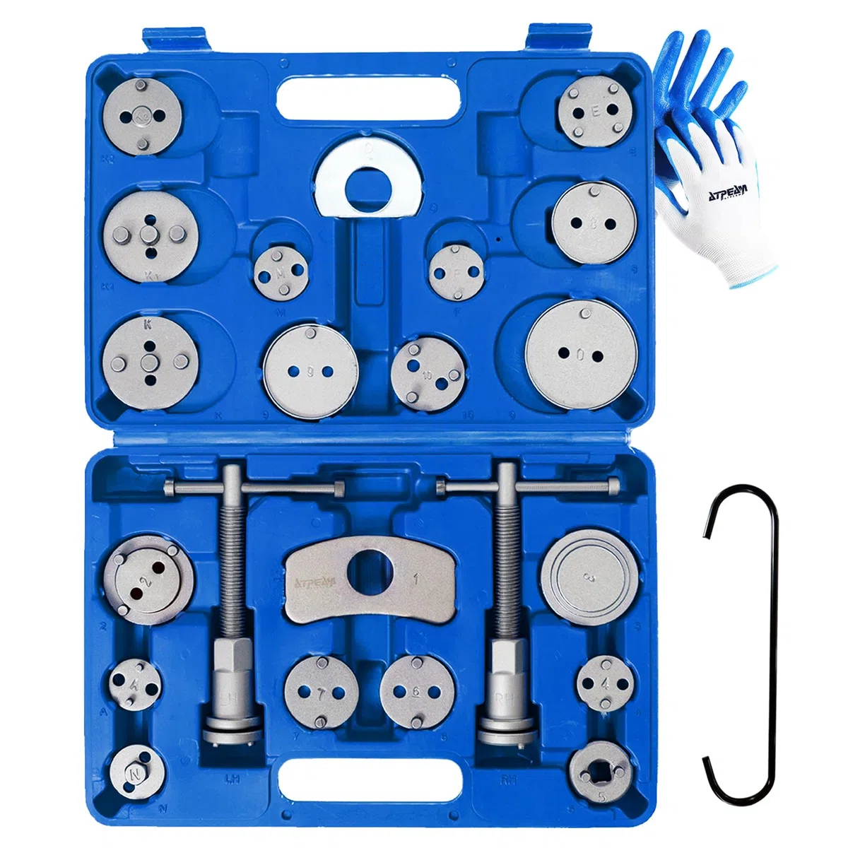 ATPEAM 24 Piezas Reposicionador de Pistones de Freno, Kit Completo para Cambiar Discos, Zapatas y Pastillas de Freno