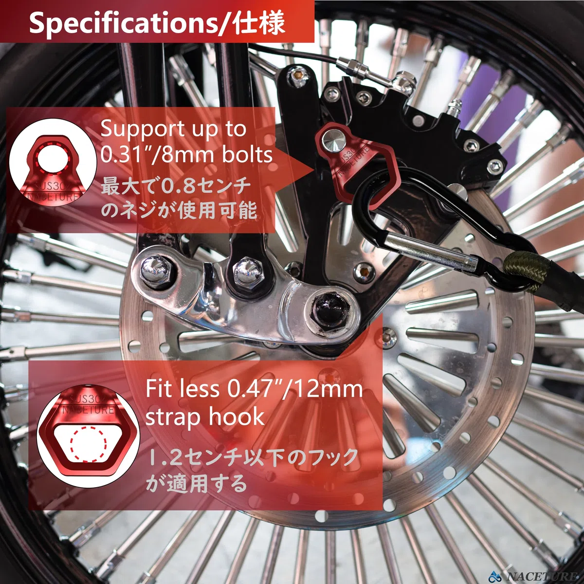 NACETURE Gancho de anclaje de amarre para motocicleta, de acero inoxidable resistente, paquete de 10 – Anillos de correa de amarre para motocicleta, accesorios para camión, cámper, remolque, camioneta