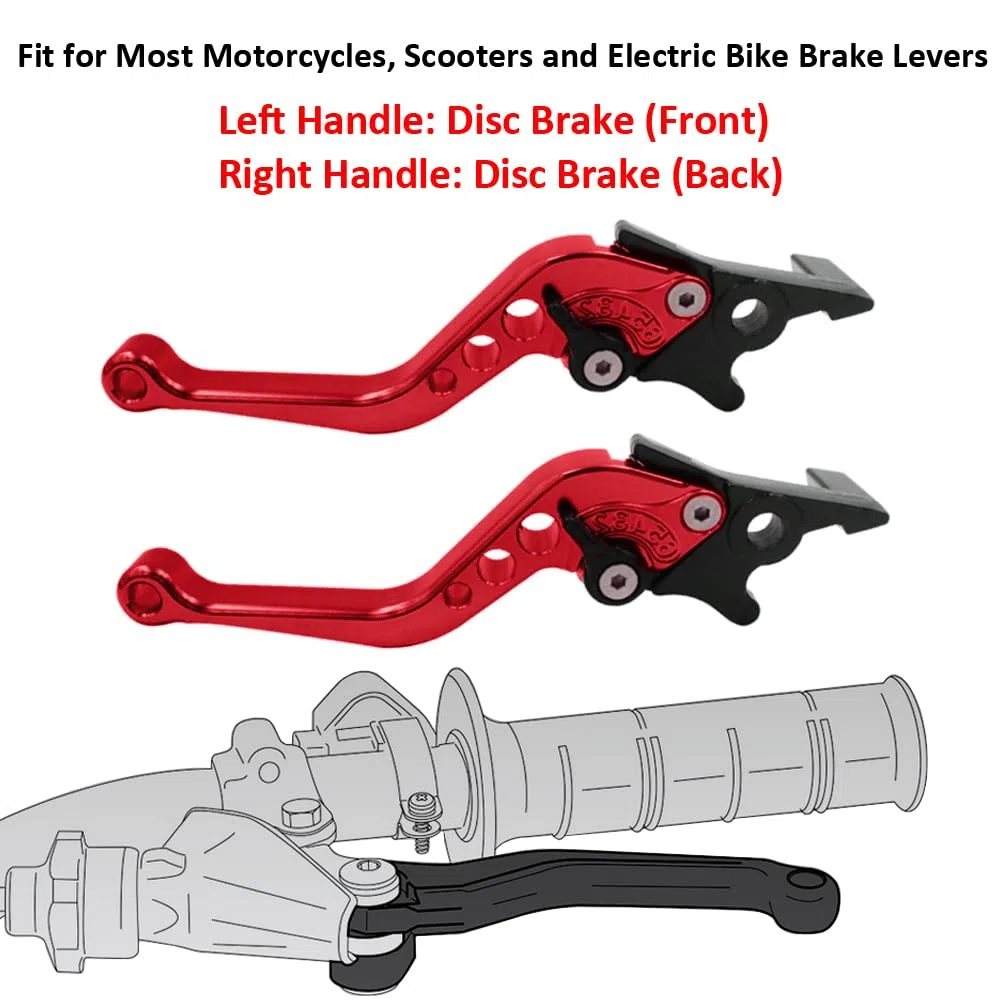 1 Par Palancas Embrague Freno de Motocicleta 22mm Manija de Palanca de Freno 7/8" CNC Aluminio Maneta de Embrague Palanca de Freno de Disco Doble Ajustable Universal Rojo