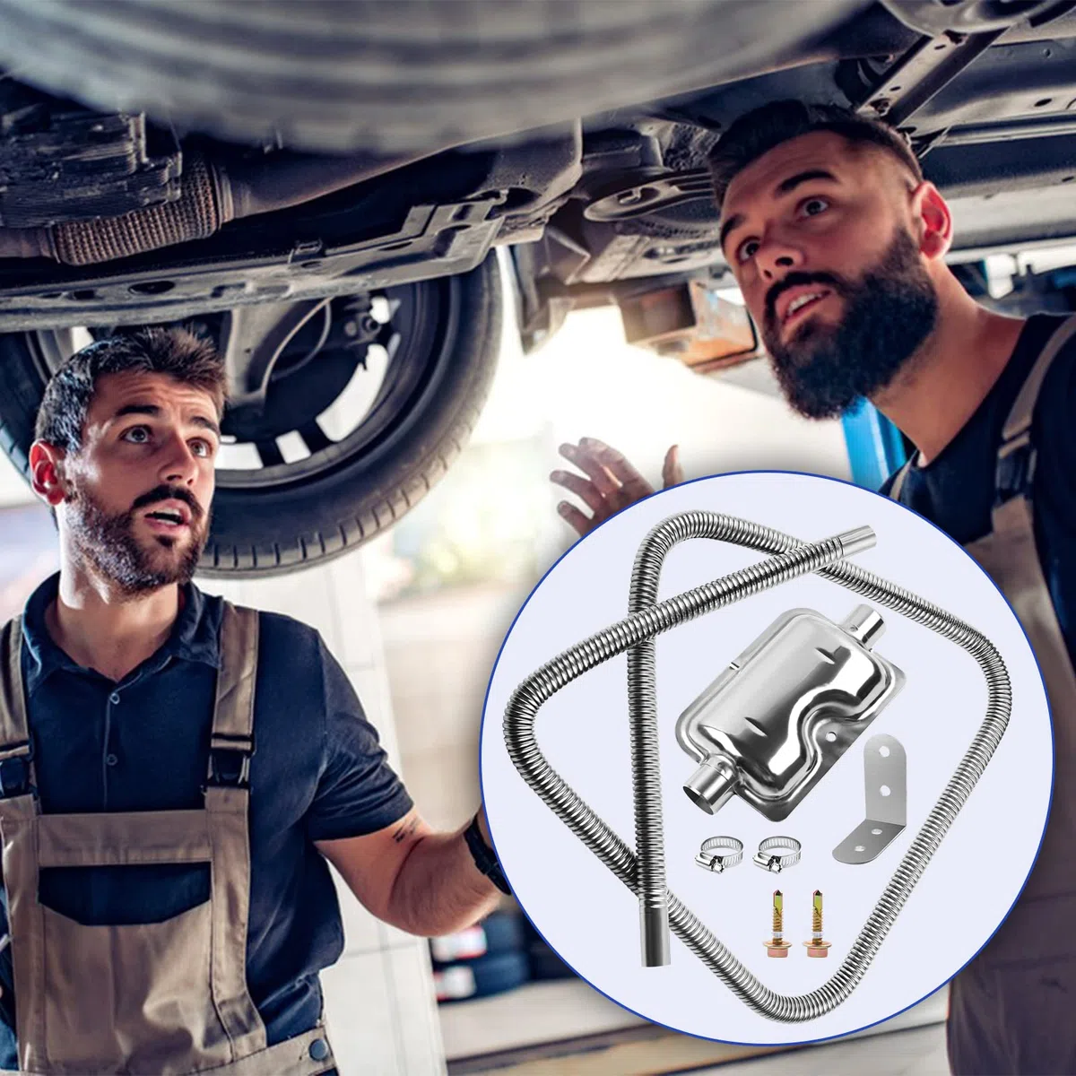 Manguera de escape de 200 cm para generador de electricidad con silenciador, tubo de escape de acero inoxidable para auto, tubo de escape del tanque de combustible para calefacción de