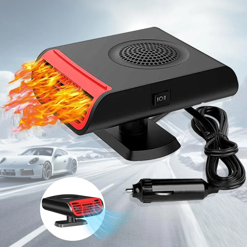 Calefacción para coche, 12V 150W, calefactor portátil para coche, 2 en 1 calefacción y refrigeración, desempañador y descongelador para ventanas del coche, calefactor para coche giratorio de