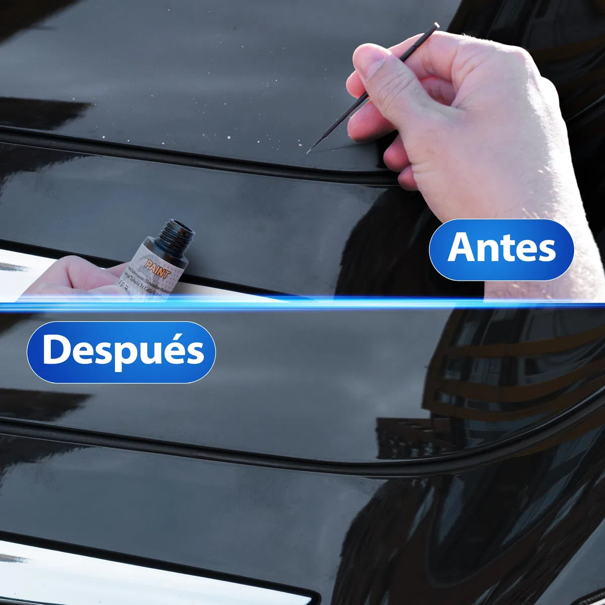 Reparador de Arañazos para Coche, Lápiz de Retoque para Automóvil, Bolígrafo Reparaarañazos, Rotulador de Reparación, 2 Piezas de Pintura de Retoque Peugeot con Base + Laca. (EZW GRIS HIERRO)