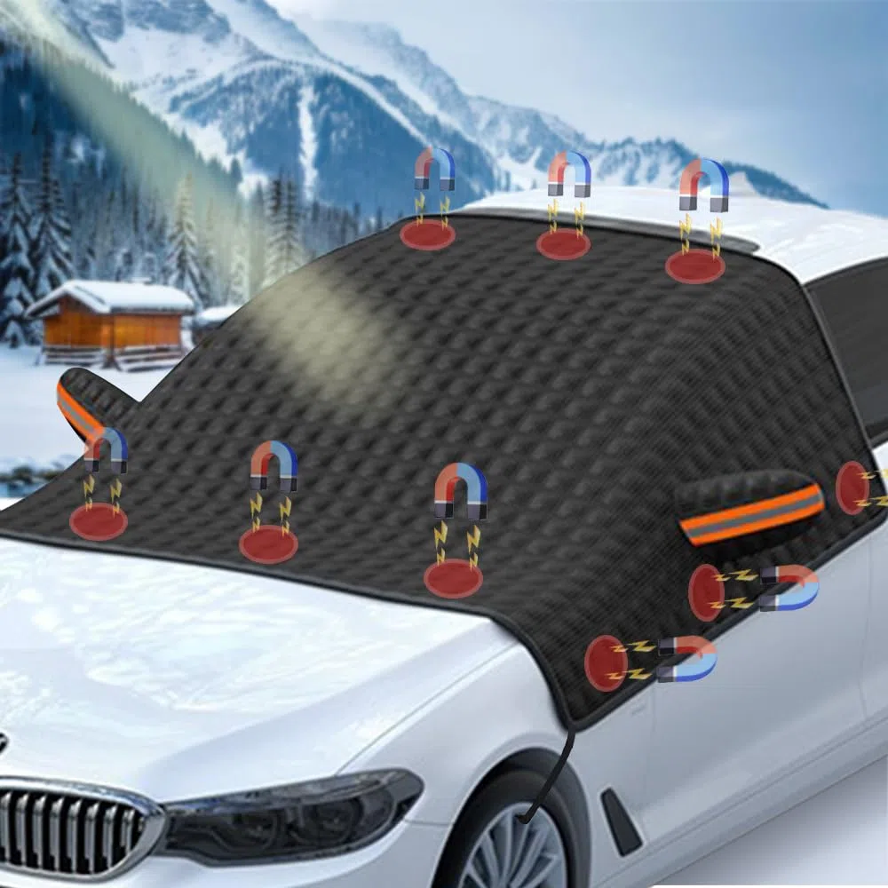 Protector de Parabrisas,Cubierta de Parabrisas Coche con 12 MagnéTico,Protector Hielo Parabrisas Plegable,Protector Parabrisas Coche,para el Parabrisas contra la Nieve, el Hielo,el Polvo y el Sol