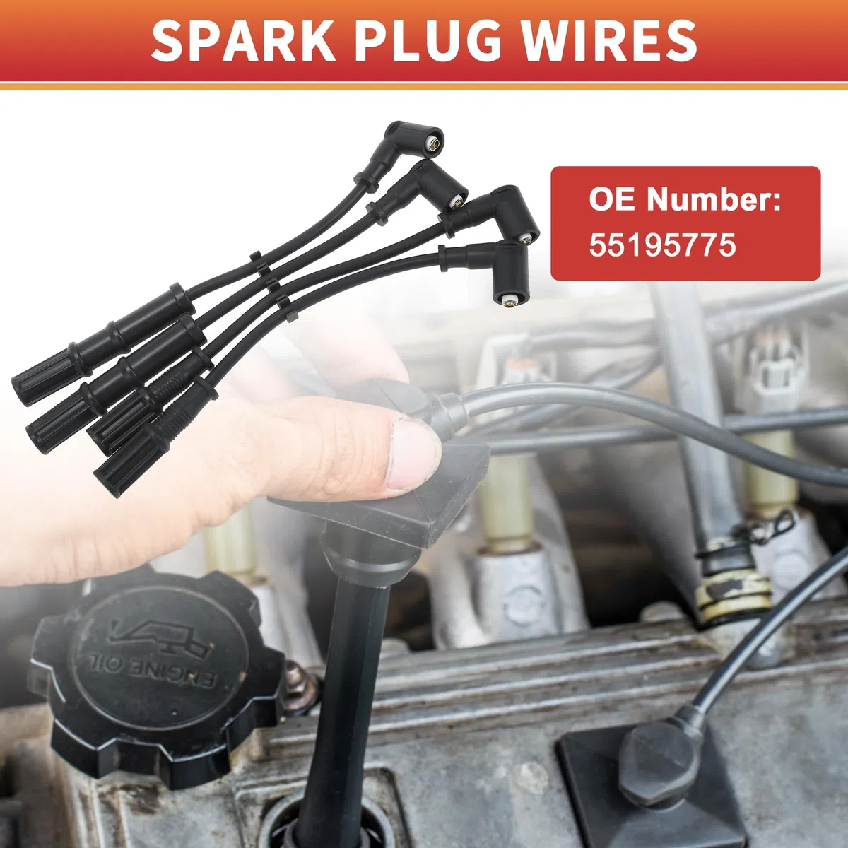QUARKZMAN Cables De Bobina De Encendido De Bujía De Coche Arnés De Cable De Bobina De Encendido Apto Para Fiat 500 2007-2023 No. 55195775 - Paquete De 4.