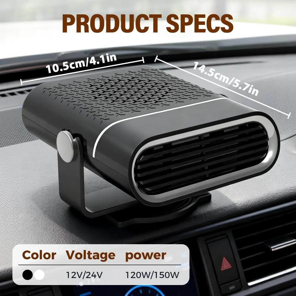 Calentador de coche, kit de desempañador portátil de invierno de 12 V para parabrisas de coche que se conecta al encendedor de cigarrillos