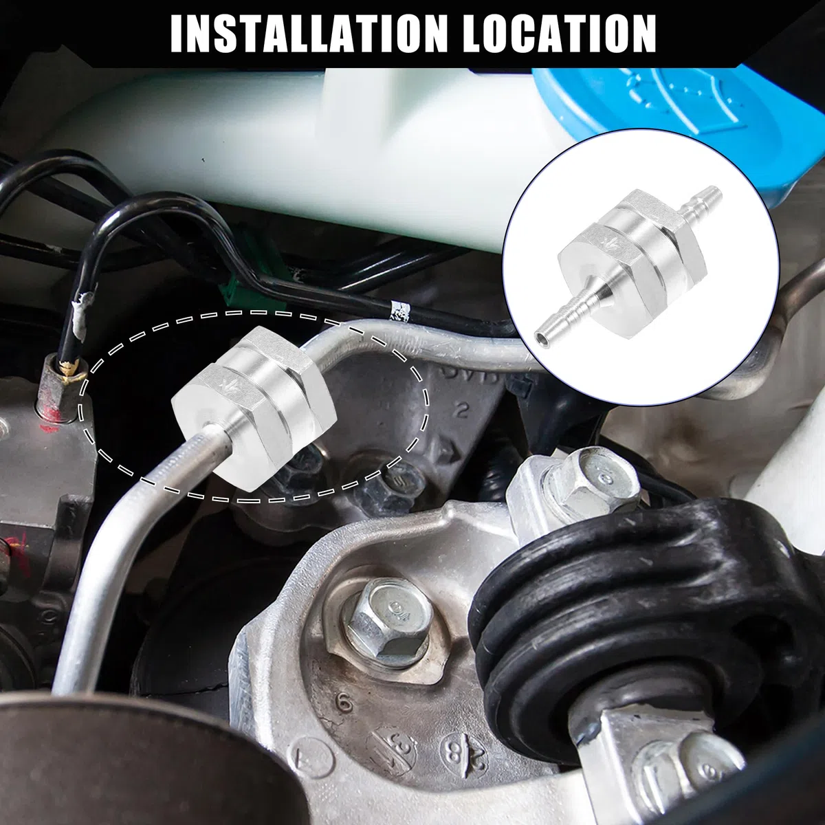 Válvula de Retención de Línea de Combustible/Válvula de Retorno Unidireccional Interna para Sistemas de Combustible/Aleación de Aluminio 5/32" 4mm OD / 2uds